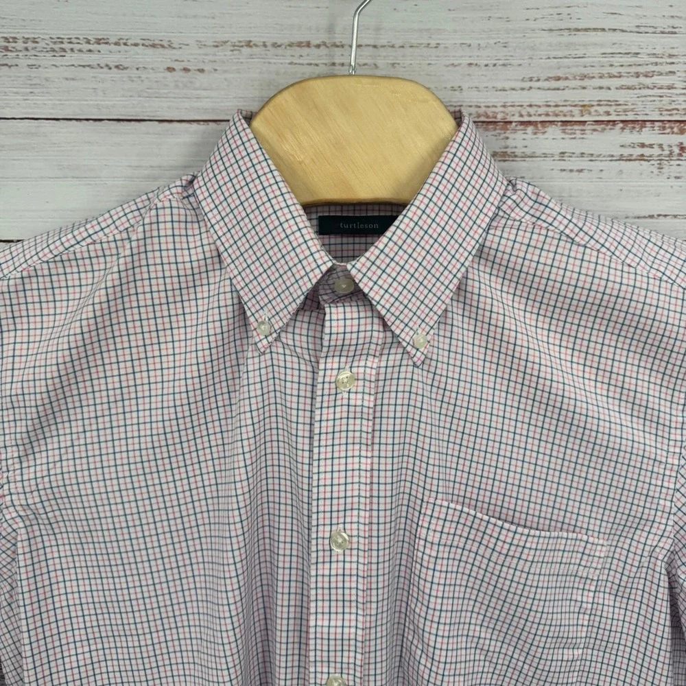 Turtleson Mens Medium Plaid Checkered Long Sleeve Button‎ Down Dress Shirt NWOT